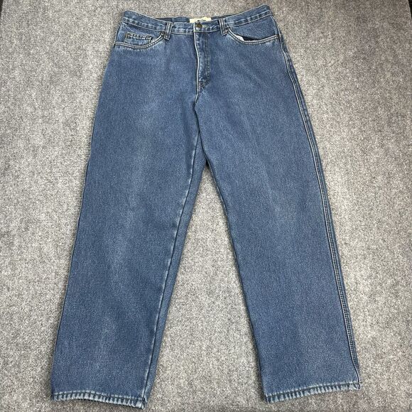 Old Mill Jeans Mens 36x32 Blue Denim Fleece Lined Outdoor Work Wear - Picture 1 of 12